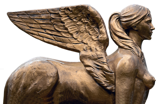 Bronze Sphinx Angel Sculpture PNG Image