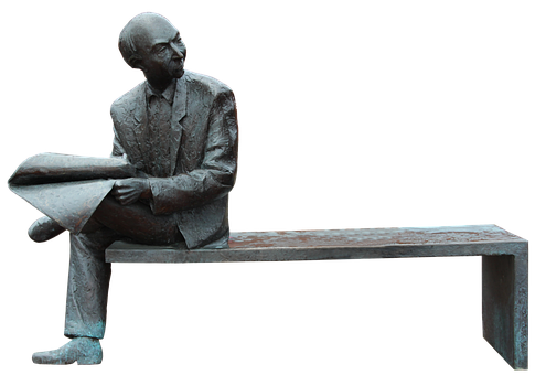 Bronze Statue Man Seatedon Bench PNG Image