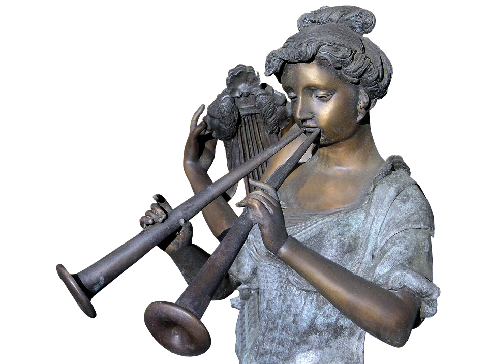 Bronze Statue Playing Trumpet PNG Image