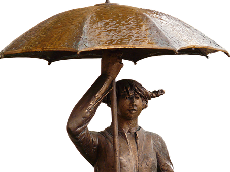 Bronze Umbrella Statue PNG Image