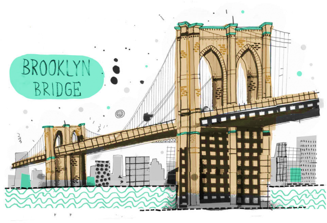 Brooklyn Bridge Illustration PNG Image