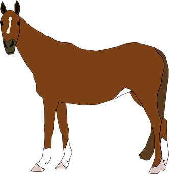 Brown Cartoon Horse Standing PNG Image