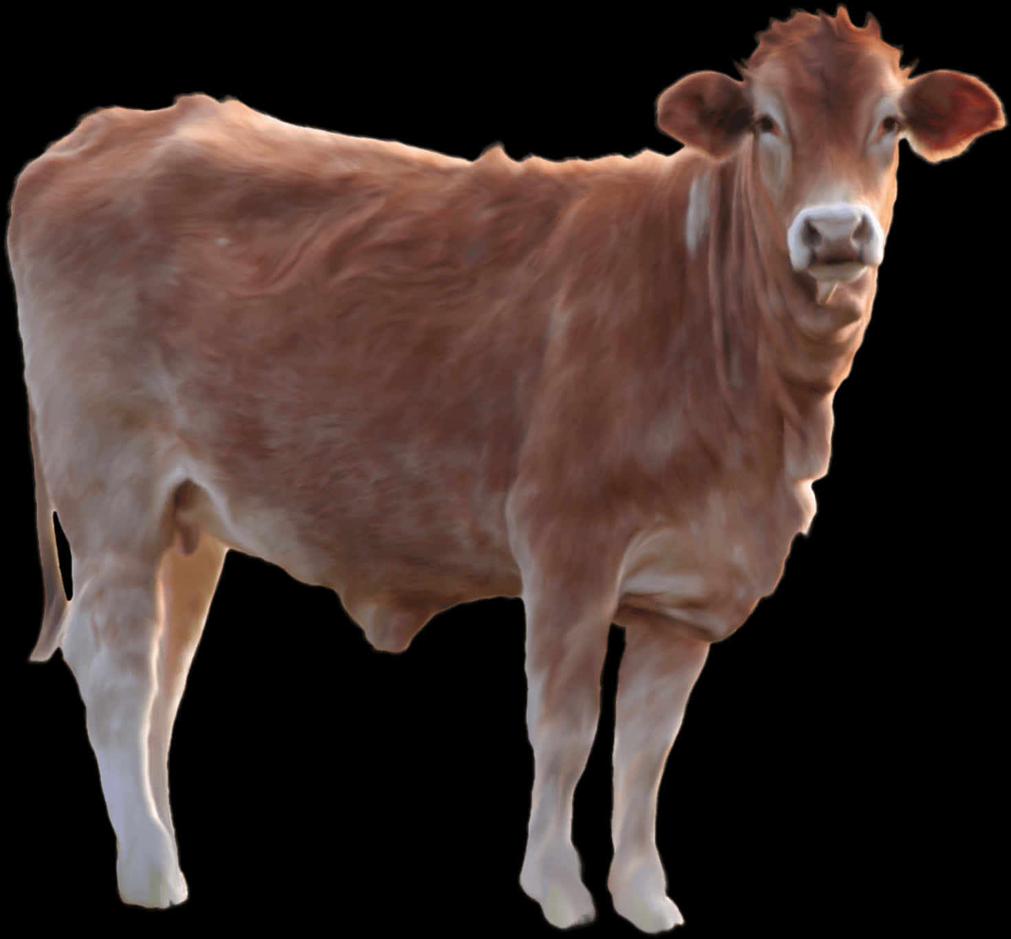 Brown Cow Isolatedon Black Background PNG Image