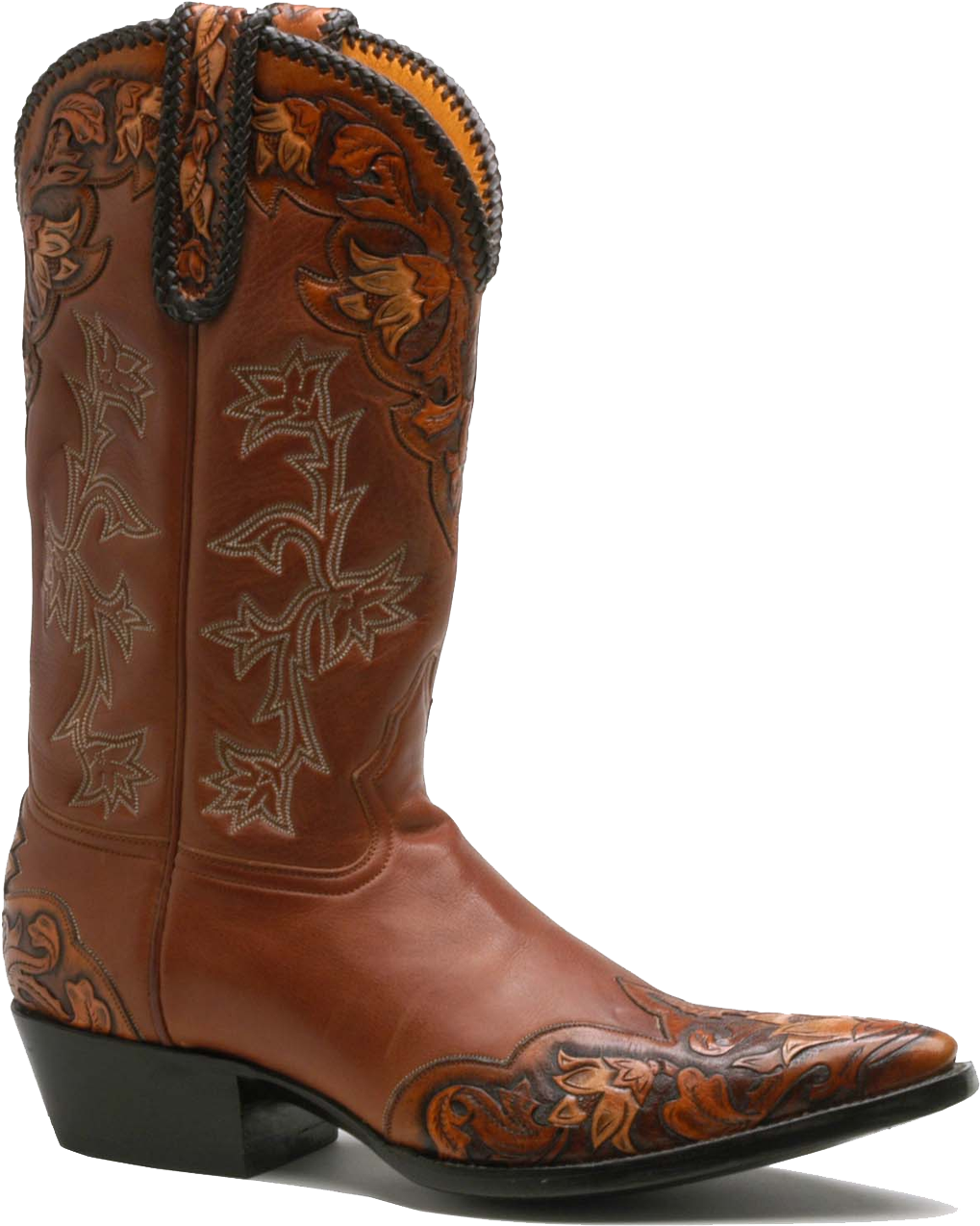 Brown Cowboy Boot Embroidery PNG Image