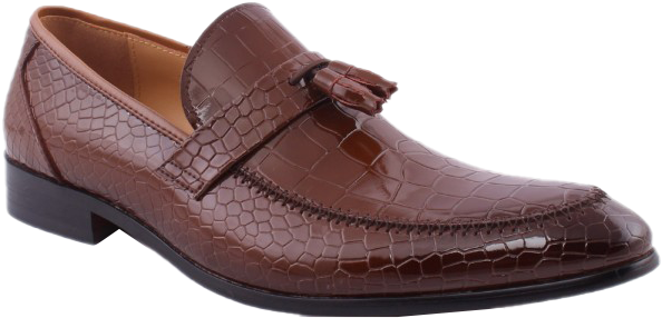 Brown Crocodile Pattern Loafer Men Shoe PNG Image