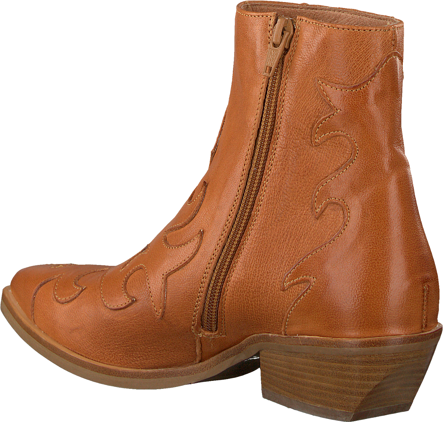 Brown Leather Cowboy Bootwith Zipper.png PNG Image