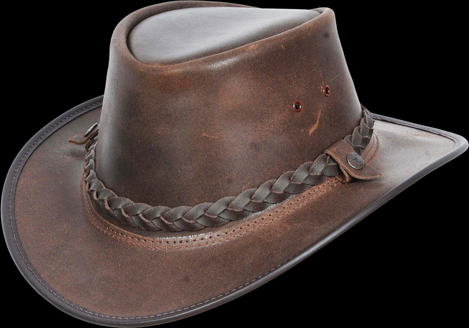 Brown Leather Cowboy Hat PNG Image