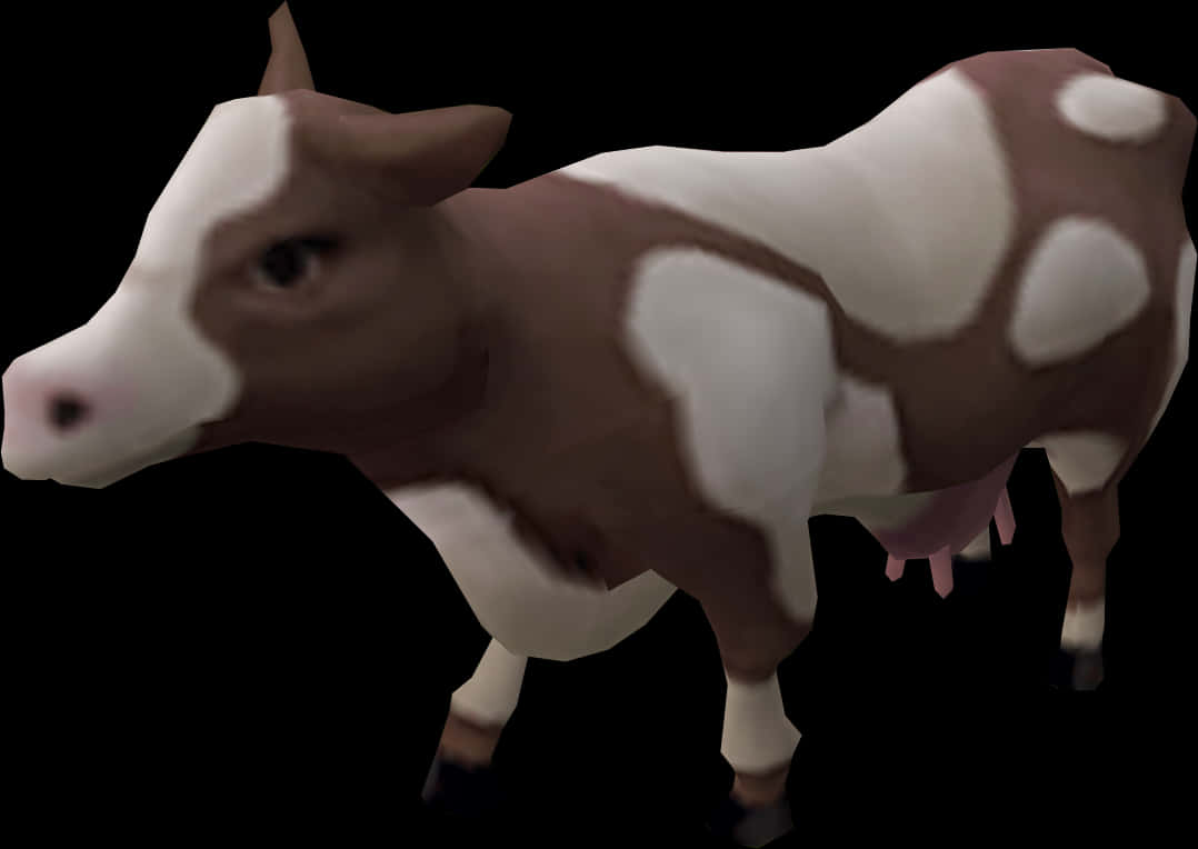 Brownand White Cow3 D Model PNG Image