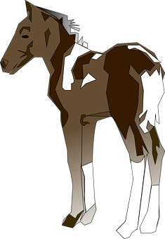 Brownand White Geometric Horse Illustration PNG Image