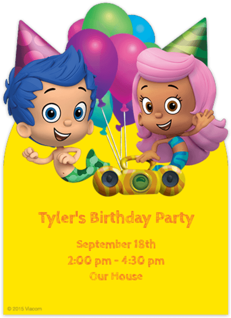 Bubble Guppies Birthday Invitation PNG Image