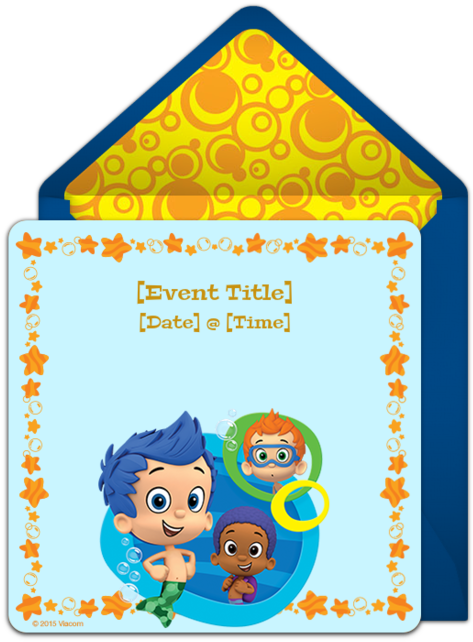 Bubble Guppies Event Invitation Template PNG Image