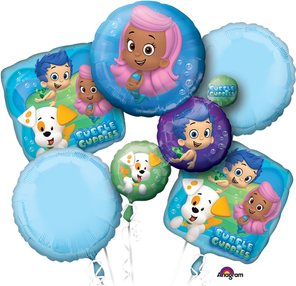 Bubble Guppies Themed Balloons PNG Image