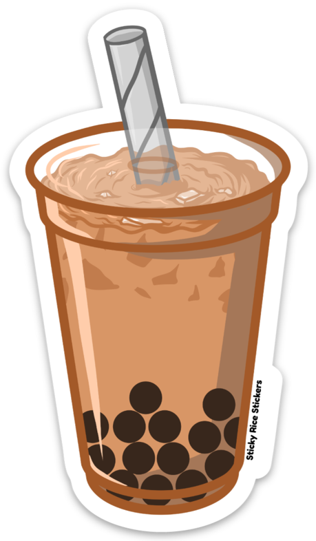 Bubble Tea Sticker Illustration PNG Image