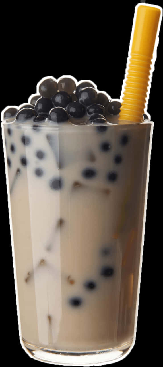 Bubble Teawith Tapioca Pearlsand Straw.jpg PNG Image