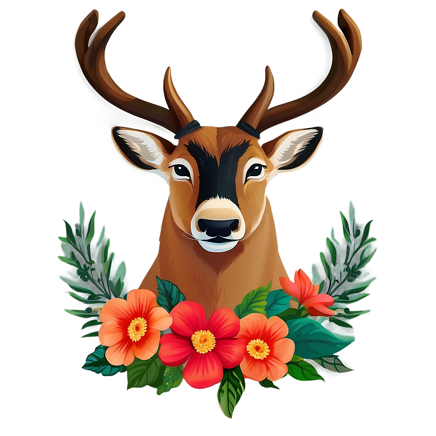 Buck In Floral Frame Png 06252024 PNG Image