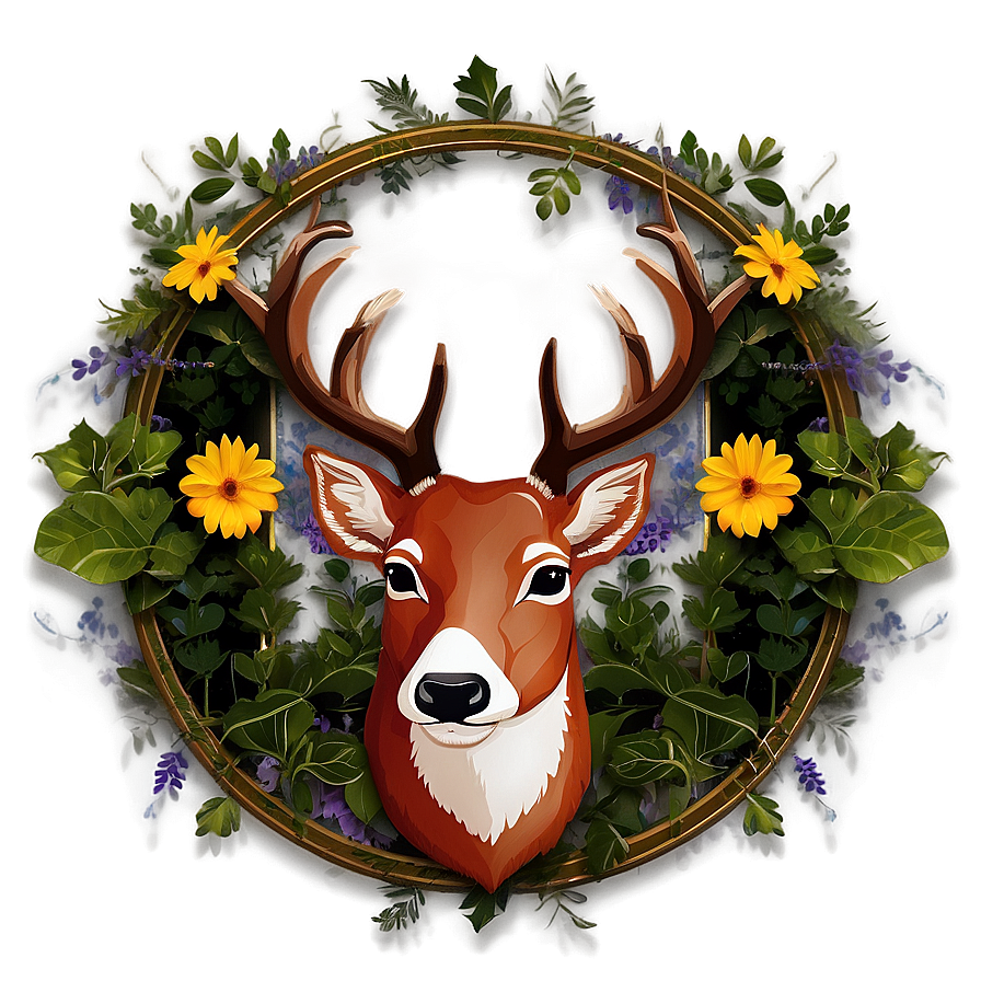 Buck In Floral Frame Png Aan70 PNG Image