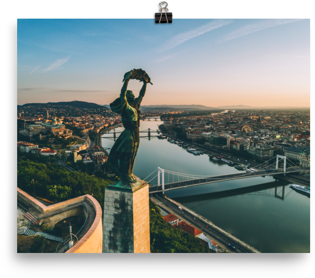 Budapest Liberty Statue Sunrise PNG Image