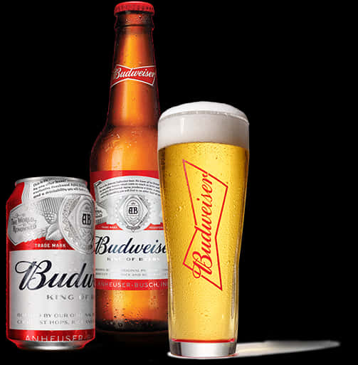 Budweiser Beer Bottle Can Glass PNG Image