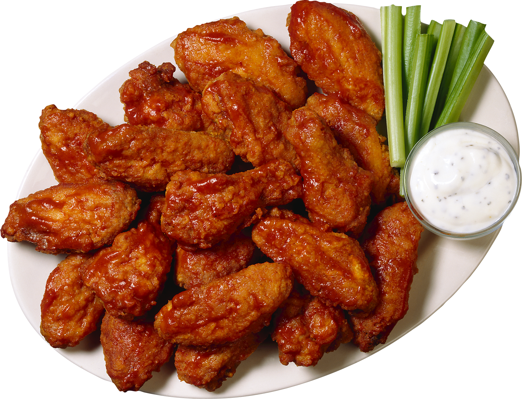 Buffalo Wings Plate With Dip PNG Image