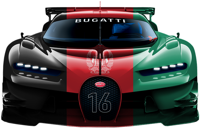 Bugatti Race Car Tajikistan Flag Livery PNG Image