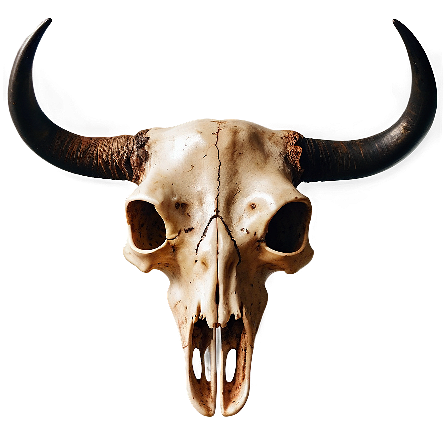 Bull Skull On Black Background Png Iih PNG Image