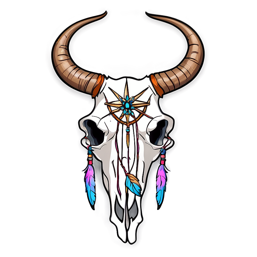 Bull Skull With Dreamcatcher Png 06122024 PNG Image