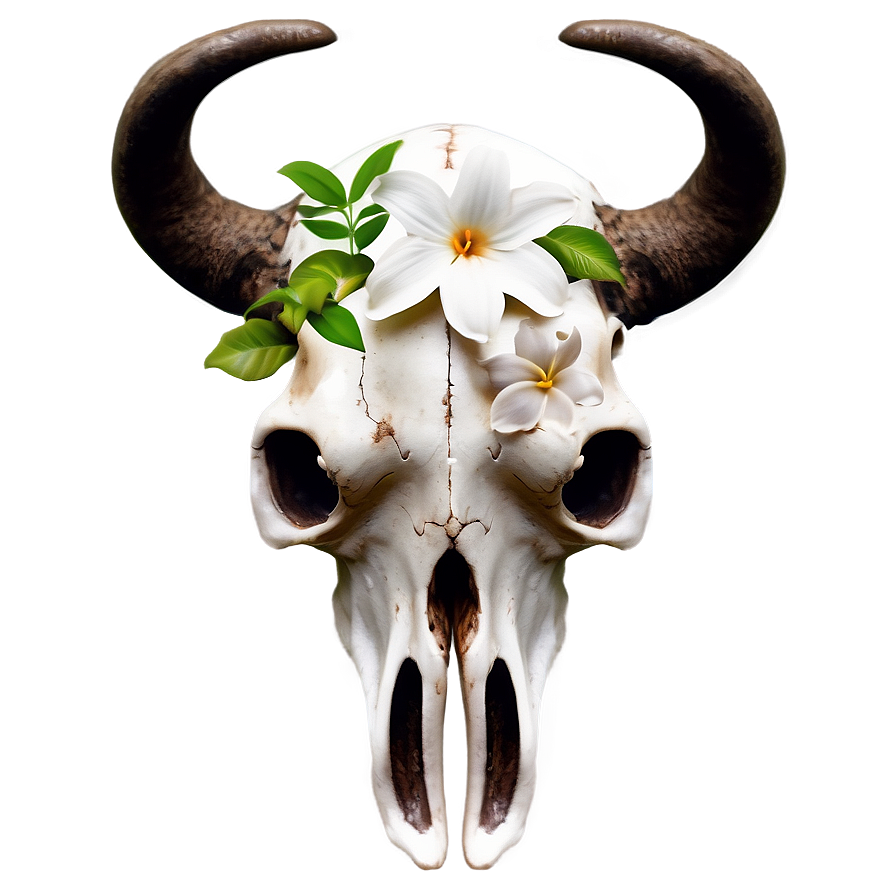 Bull Skull With Flowers Png 4 PNG Image