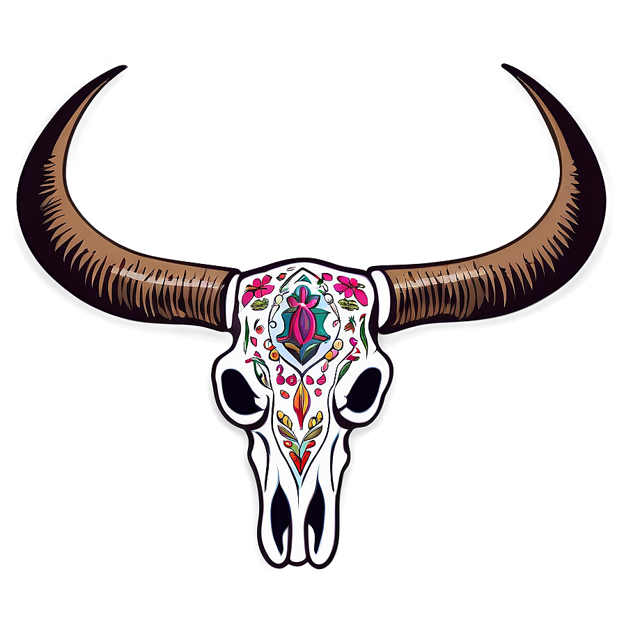 Bull Skull With Indian Motifs Png 06122024 PNG Image