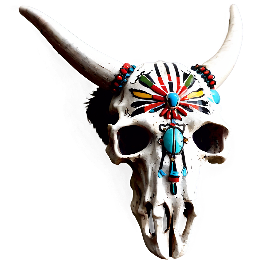 Bull Skull With Native American Headdress Png Fhc PNG Image