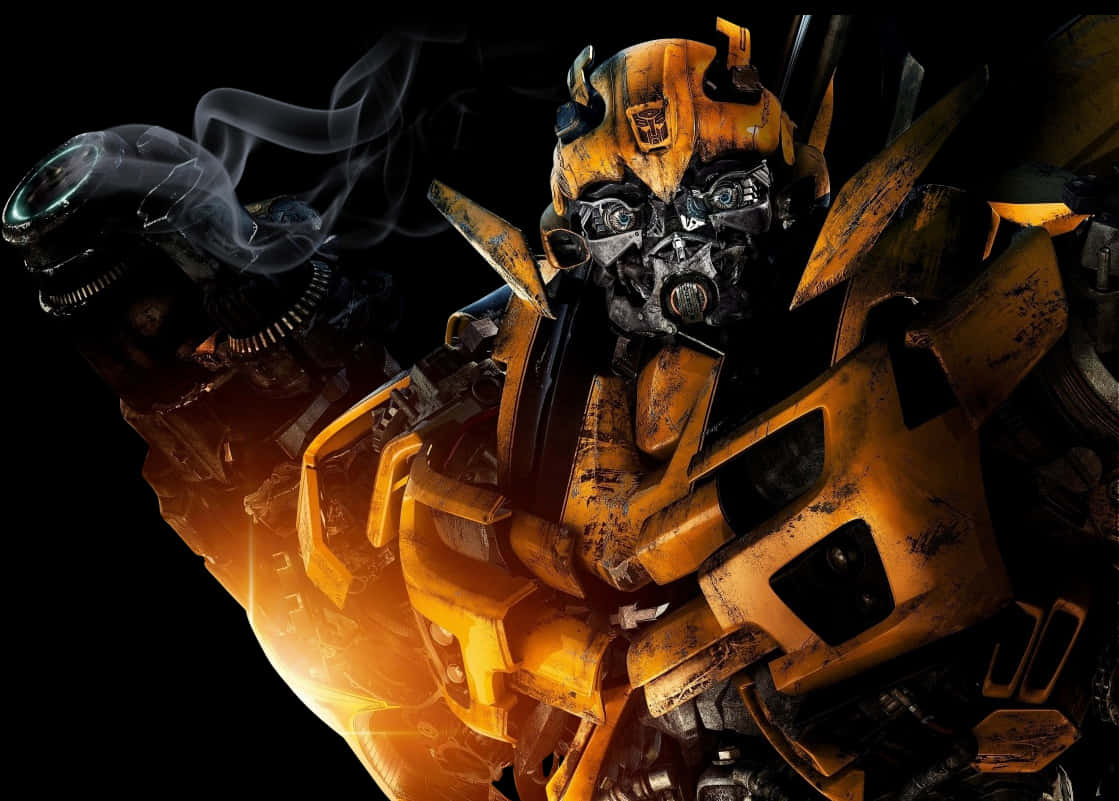 Bumblebeeand Decepticon Faceoff PNG Image