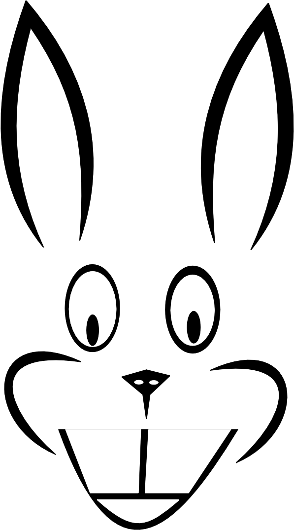 Bunny Face Line Art PNG Image