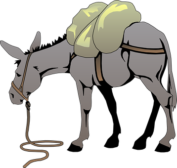 Burdened Donkey Illustration PNG Image