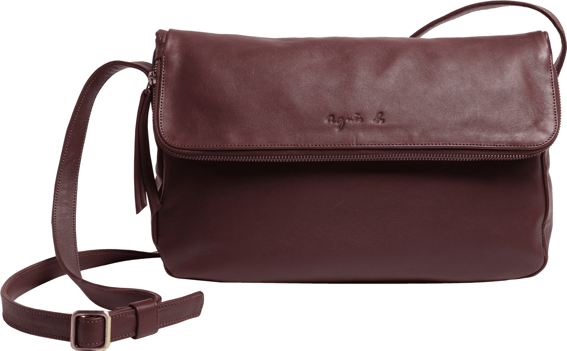 Burgundy Leather Crossbody Bag PNG Image