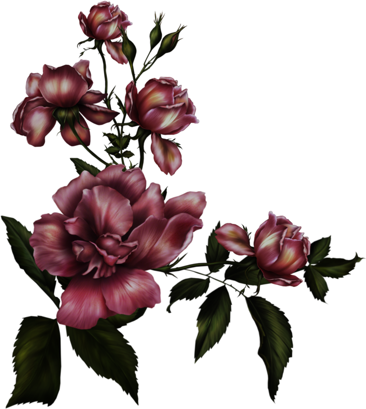 Burgundy Rose Floral Arrangement PNG Image