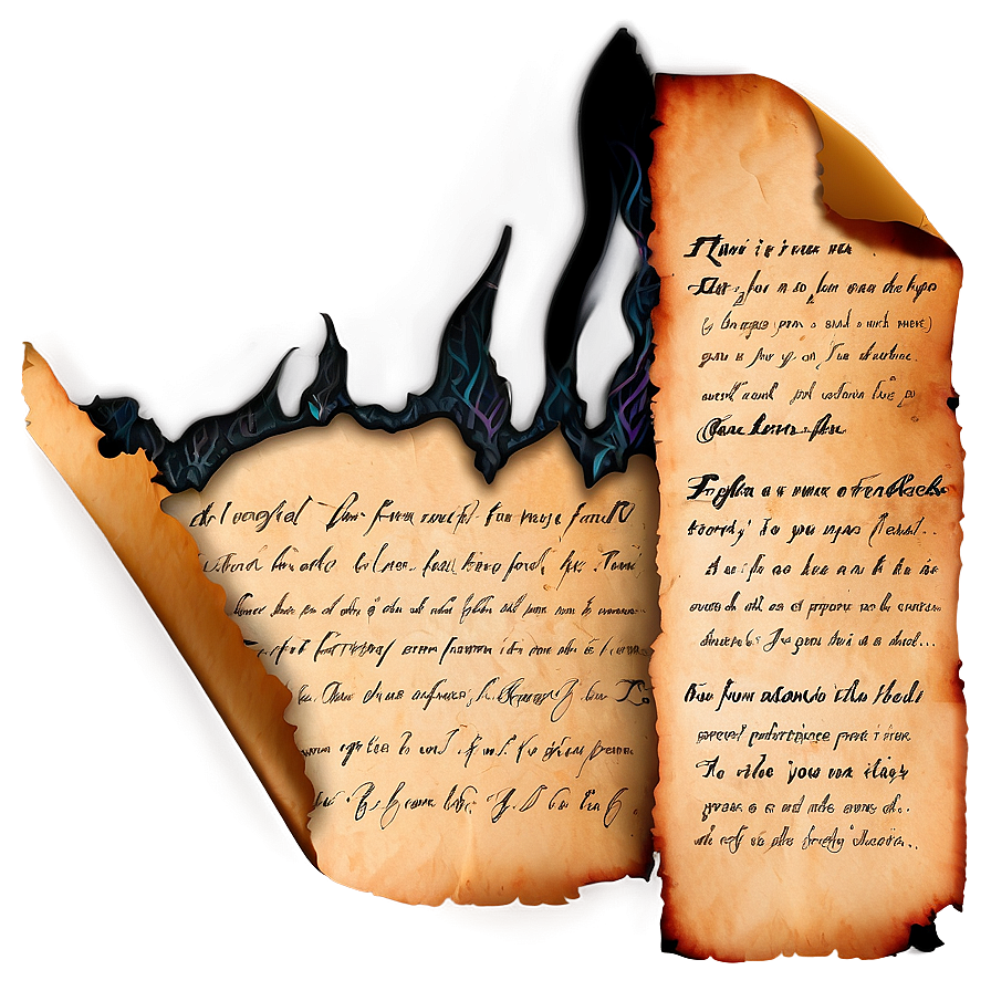 Burned Paper With Writing Png 15 PNG Image