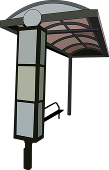 Bus Stop Shelter Cartoon PNG Image