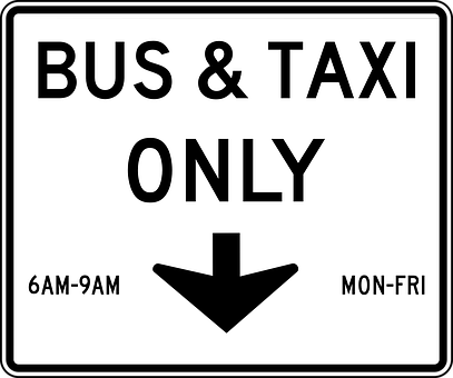 Busand Taxi Lane Signwith Arrow PNG Image