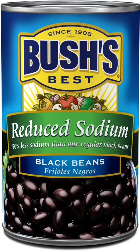 Bushs Reduced Sodium Black Beans Can PNG Image