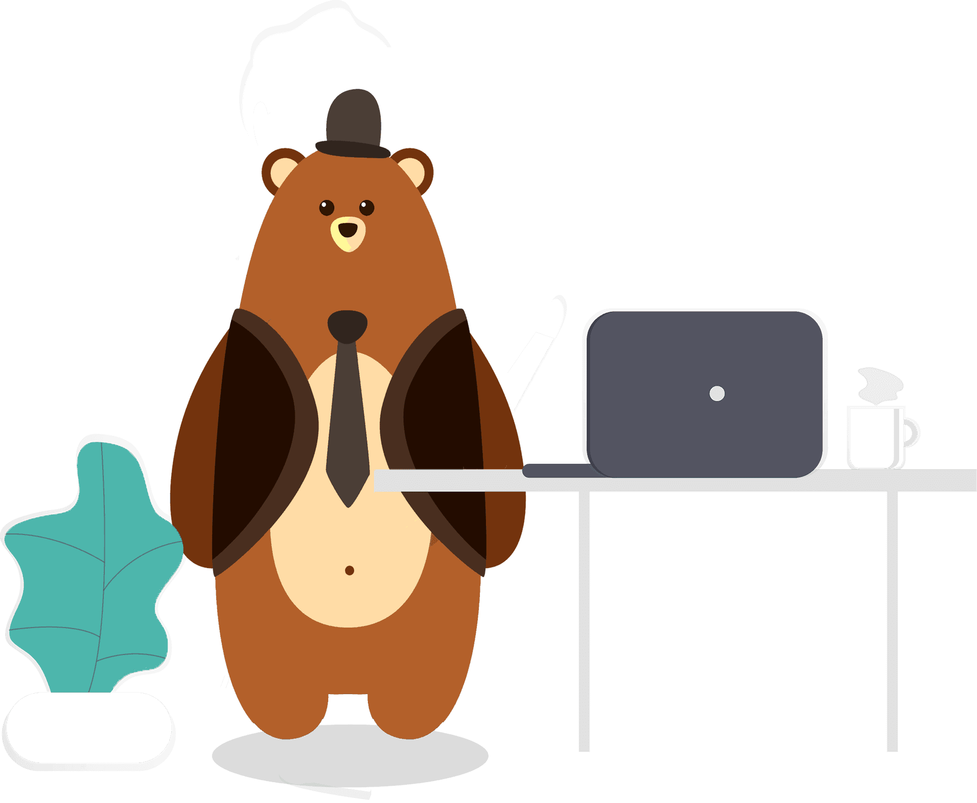 Business Bearat Desk Illustration PNG Image