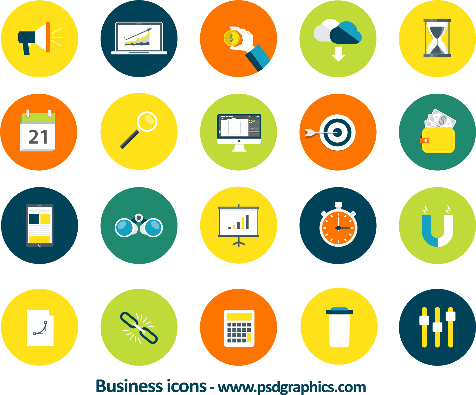 Business Icon Set Vector PNG Image