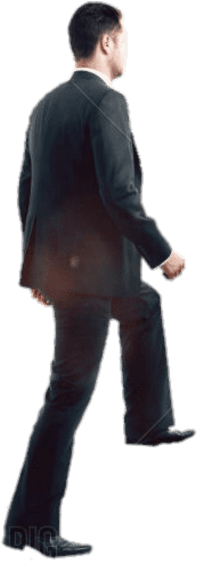 Businessman Ascending Invisible Stairs PNG Image