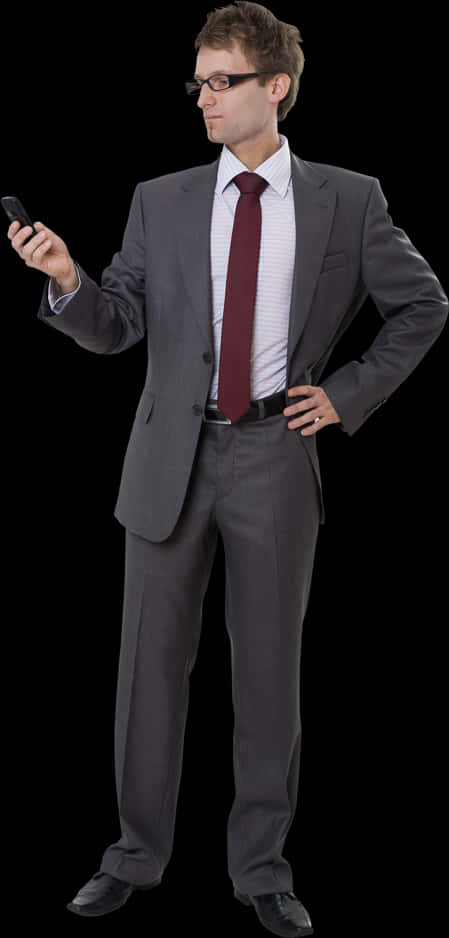 Businessman Checking Phone PNG Image