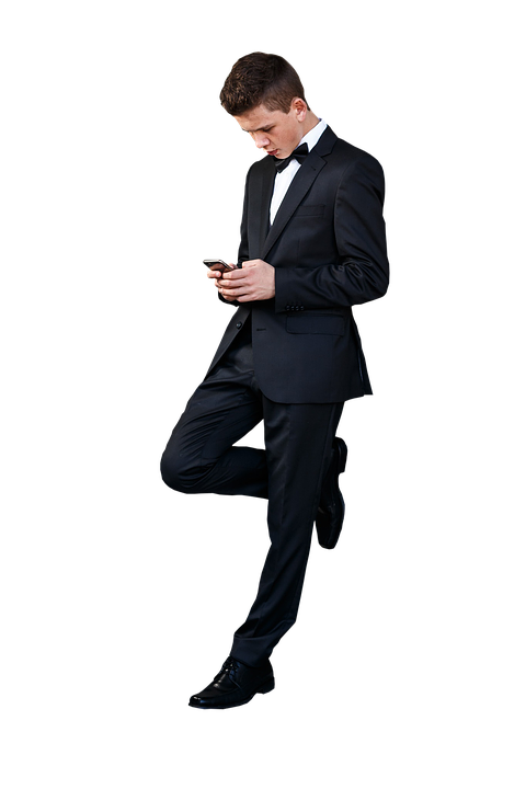 Businessman Checking Phone PNG Image