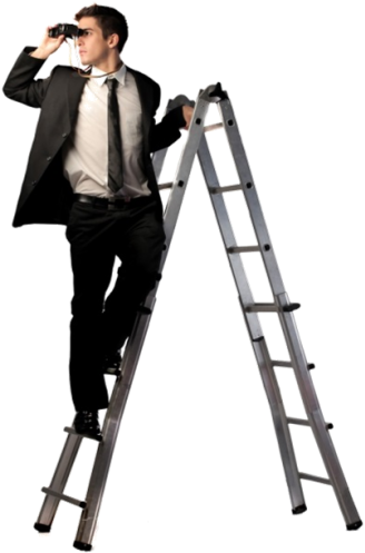 Businessman Lookout Ladder PNG Image