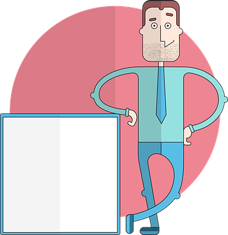 Businessman Presentation Board Cartoon PNG Image