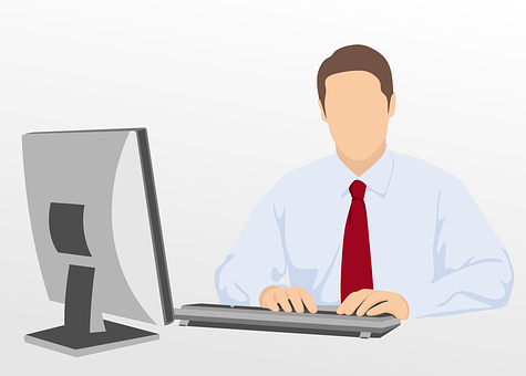 Businessman Workingat Desk Vector PNG Image