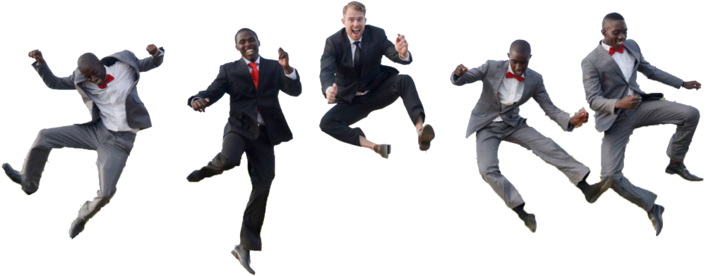 Businessmen Jumping In Suits PNG Image