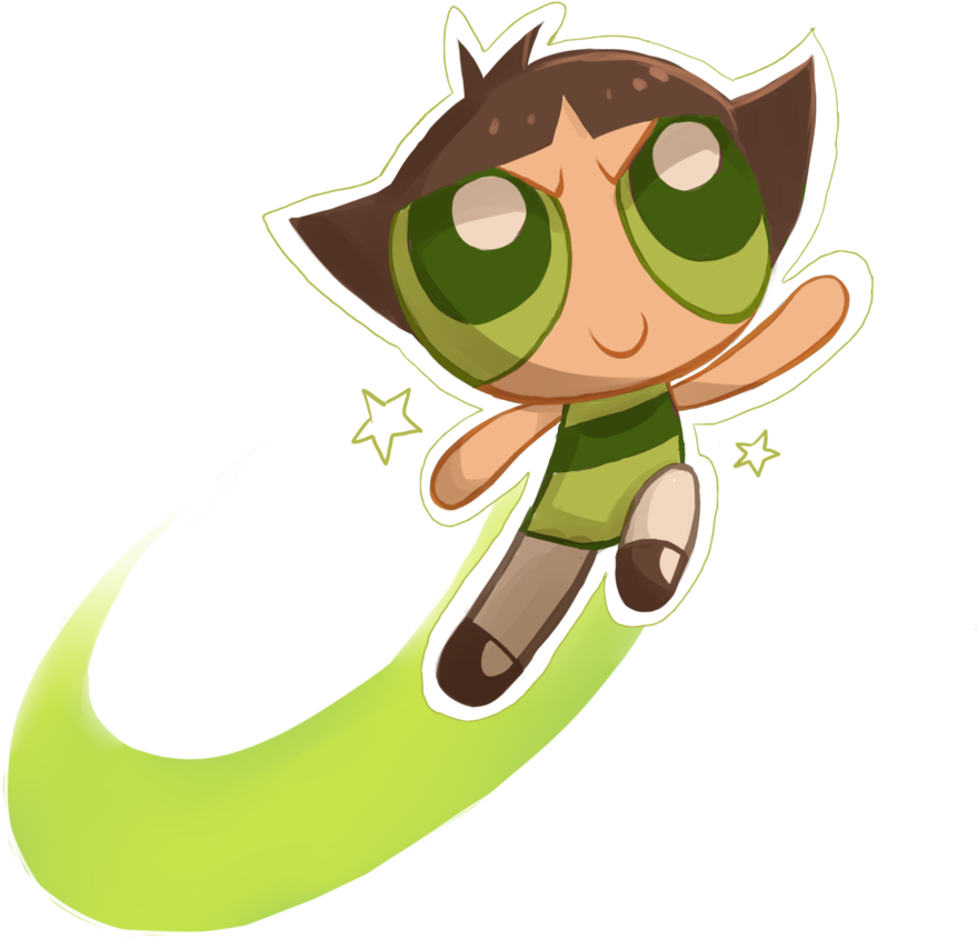 Buttercup Flying Powerpuff Girls PNG Image