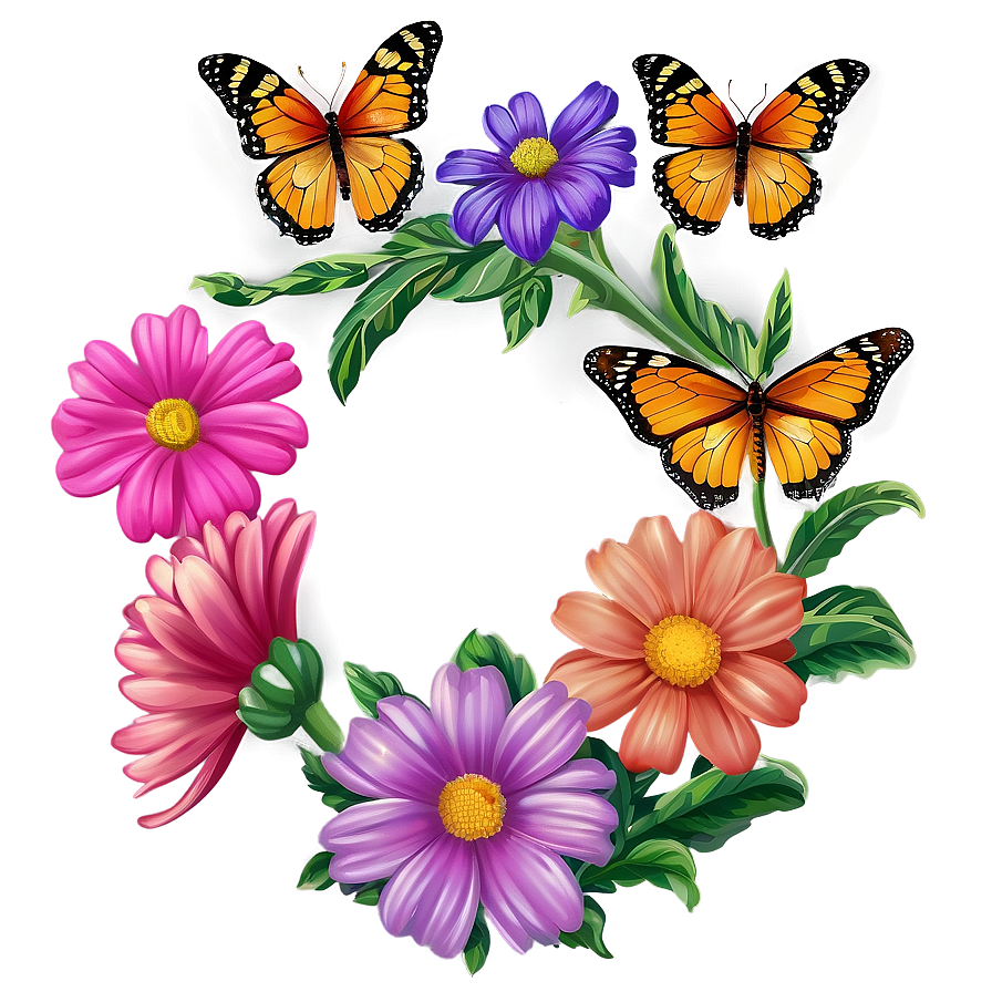 Butterfly And Flower Frame Png Ujy45 PNG Image