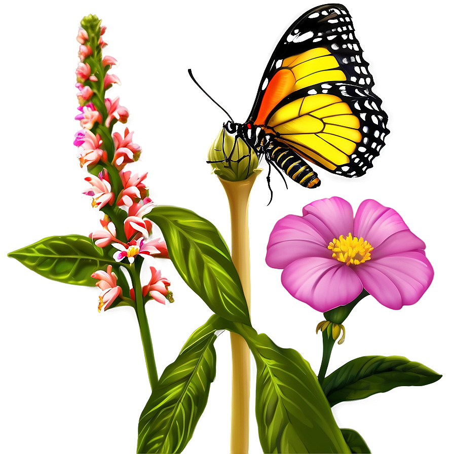 Butterfly On Flower Png Kiv48 PNG Image